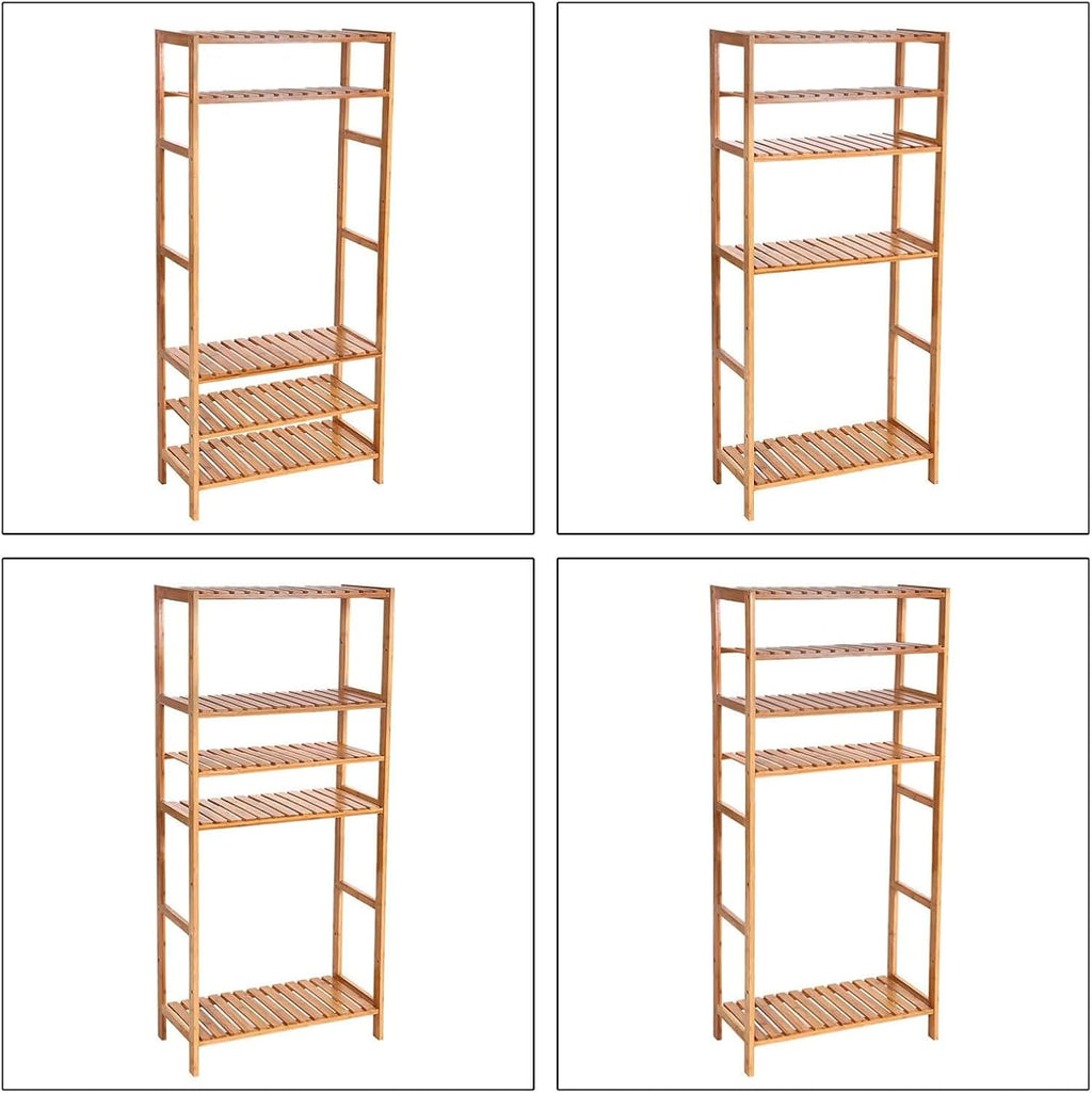 SONGMICS 5-Tier Bamboo Shelf, Freestanding Bathroom Storage Rack