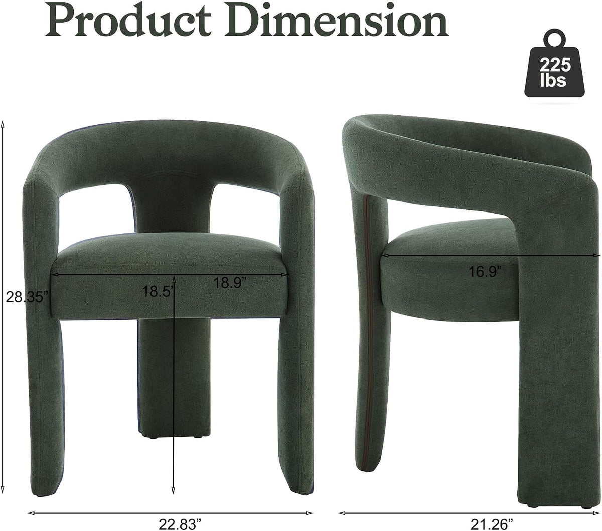 GNIXUU Green Barrel Dining Chair Set of 4, Modern Boucle Upholstered Dining Room Chairs with Arms and Backrest, Comfy Accent Side Chair for Kitchen, Living Room