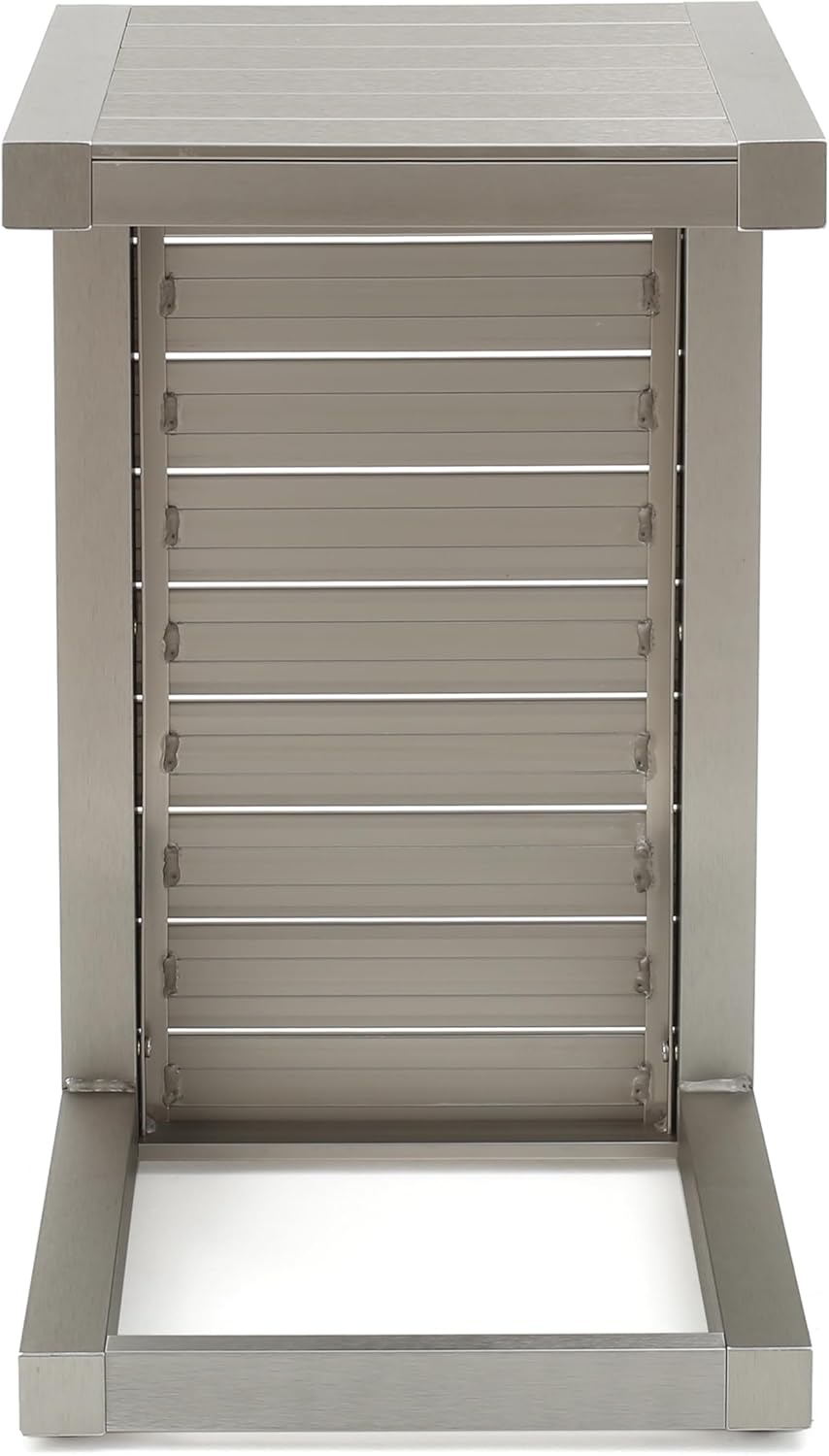 Christopher Knight Home Cape Coral Outdoor Aluminum Club Chairs with Side Table, Khaki / Silver