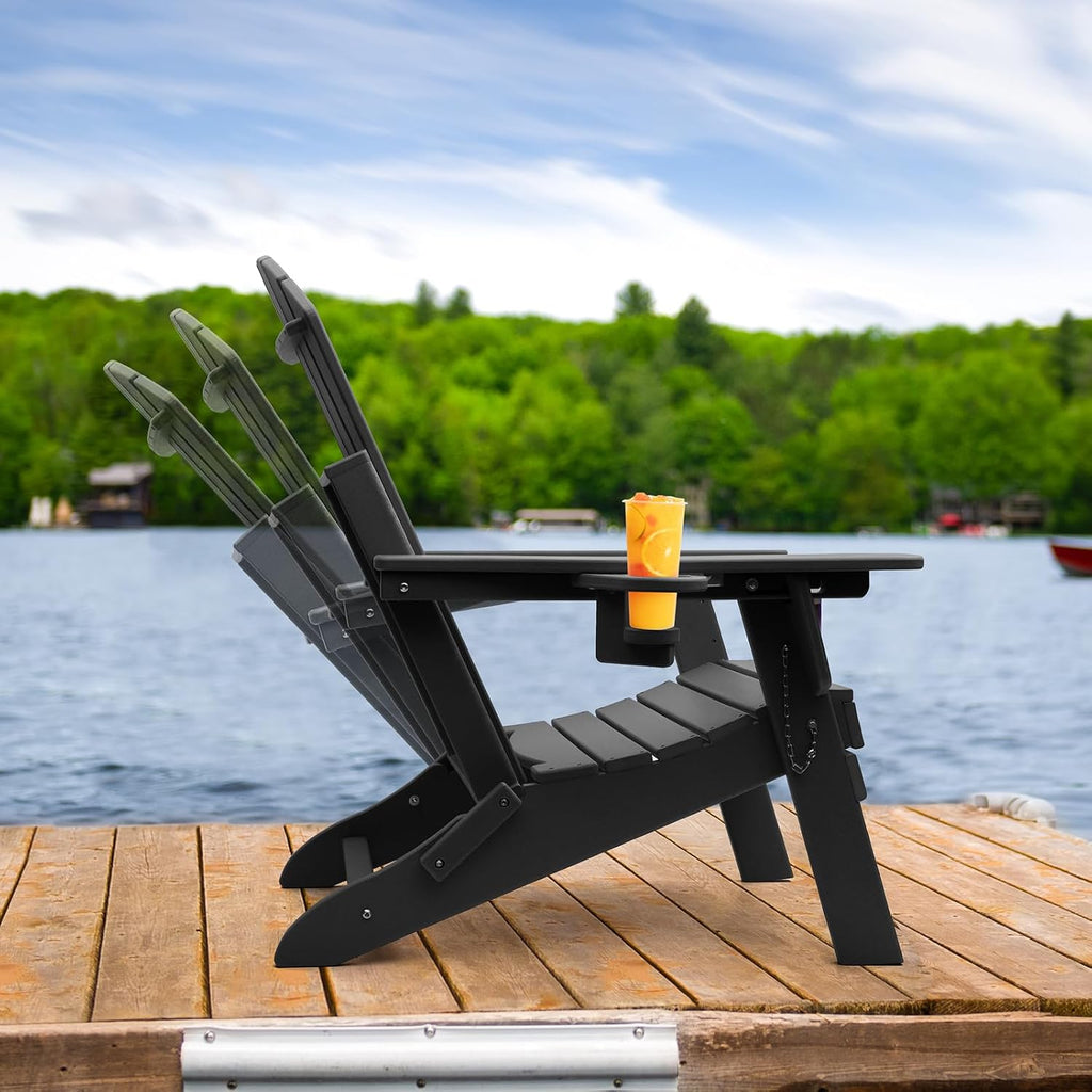 Oversized Folding Adirondack Chair Set of 2 with Adjustable Backrest 400LBS