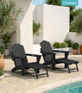 Ciokea Rocking Adirondack Chairs Set of 4 with Retractable Ottoman (Black)