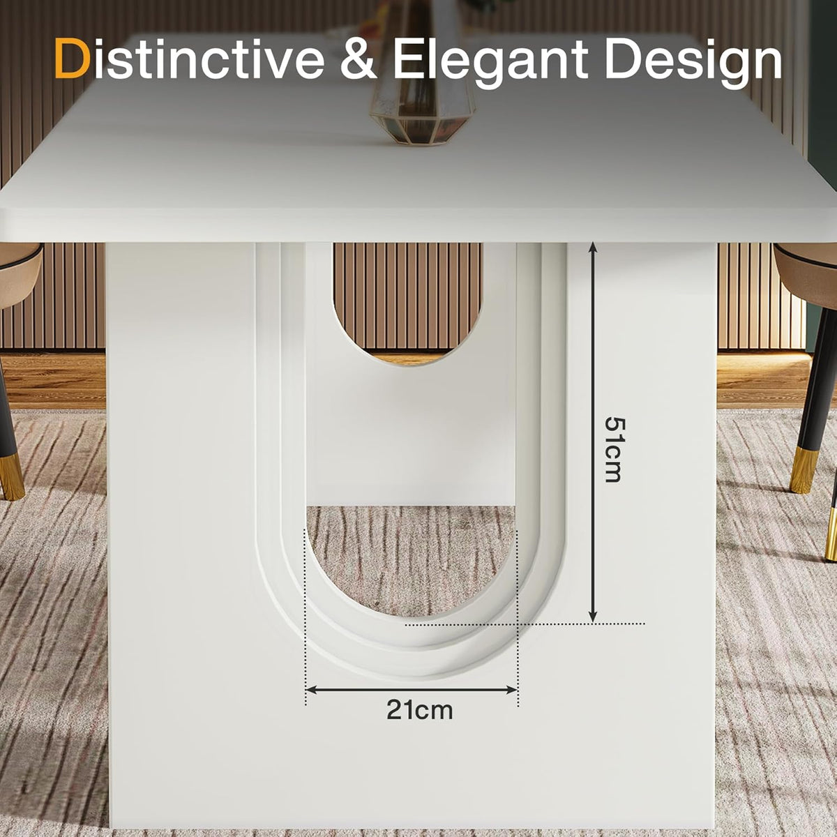 Tribesigns Modern Dining Table for 6 to 8 People, 71" Large Kitchen Dining Table with Wood Pedestal Base, Rectangular Long Dinner Table for Kitchen, Dining Room, Living Room, White