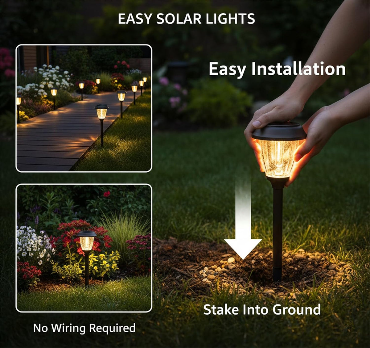 XMCOSY+ Solar Pathway Lights Outdoor, 6 Pack 2-Mode Solar Garden Lights