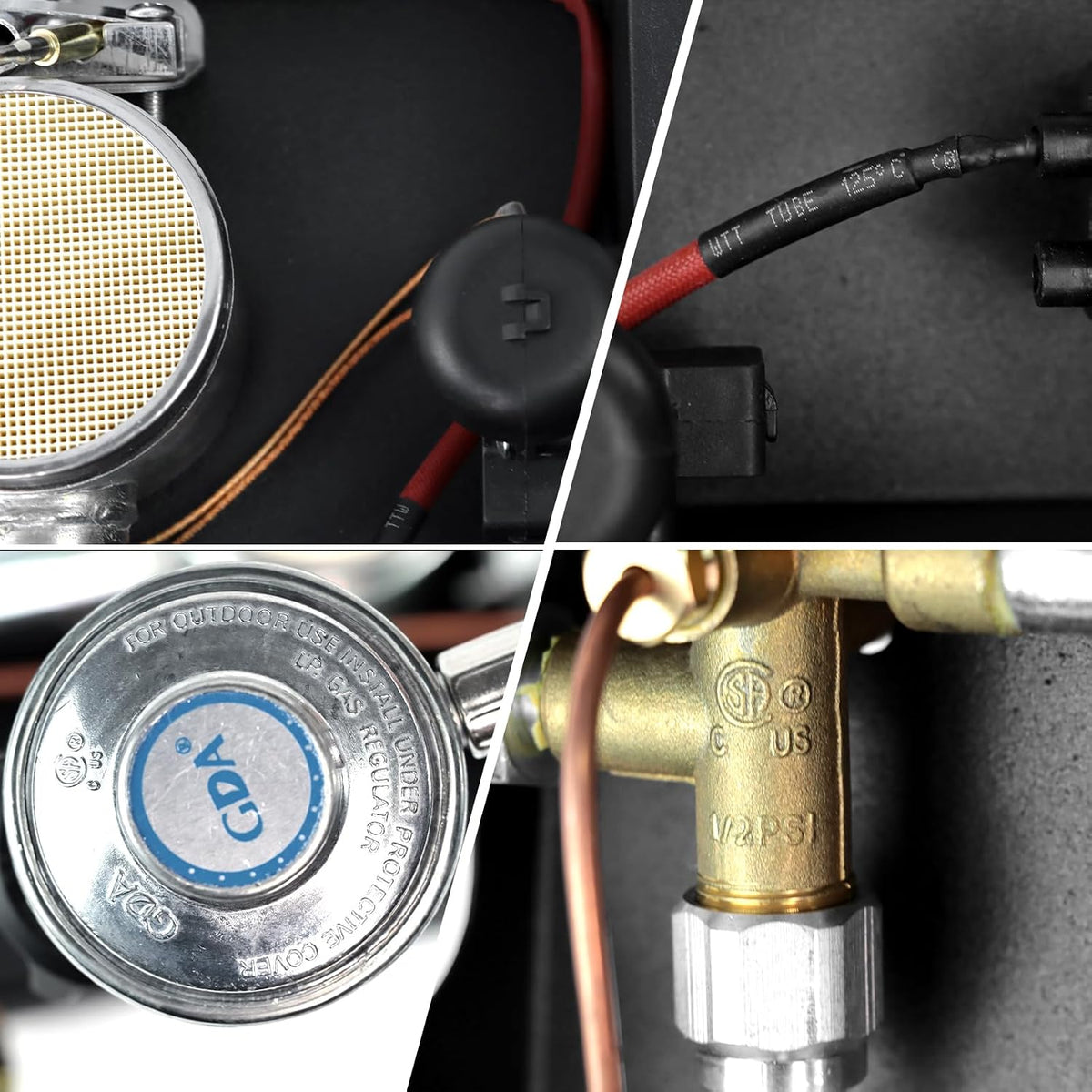 7 Bolt patio heater glass tube burner module replacement part 47000 BTU (including hose and regulating valve assembly kit）, suitable for square glass tube patio heaters, compatible with 3/4/7bolt