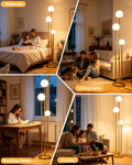 63IN 3-Light Dimmable Floor Lamp, Unique Gold Tall Standing Lamps with 3000K G9 Bulbs for Reading, Mid Century Modern Floor Lamp with 5Lbs Heavy Base for Living Room Bedroom Home Office