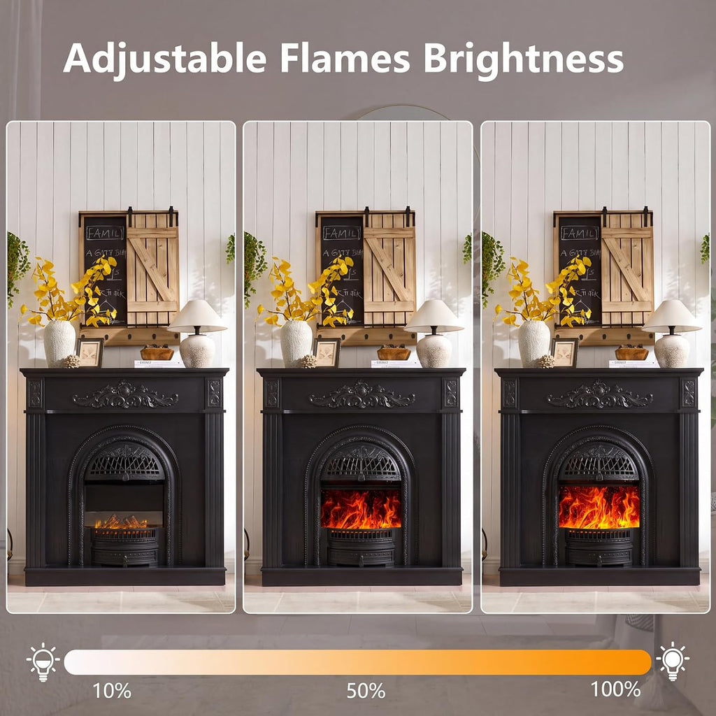 45" Birdcage-Style Electric Fireplace with Mantel, Tall Fireplace TV Stand