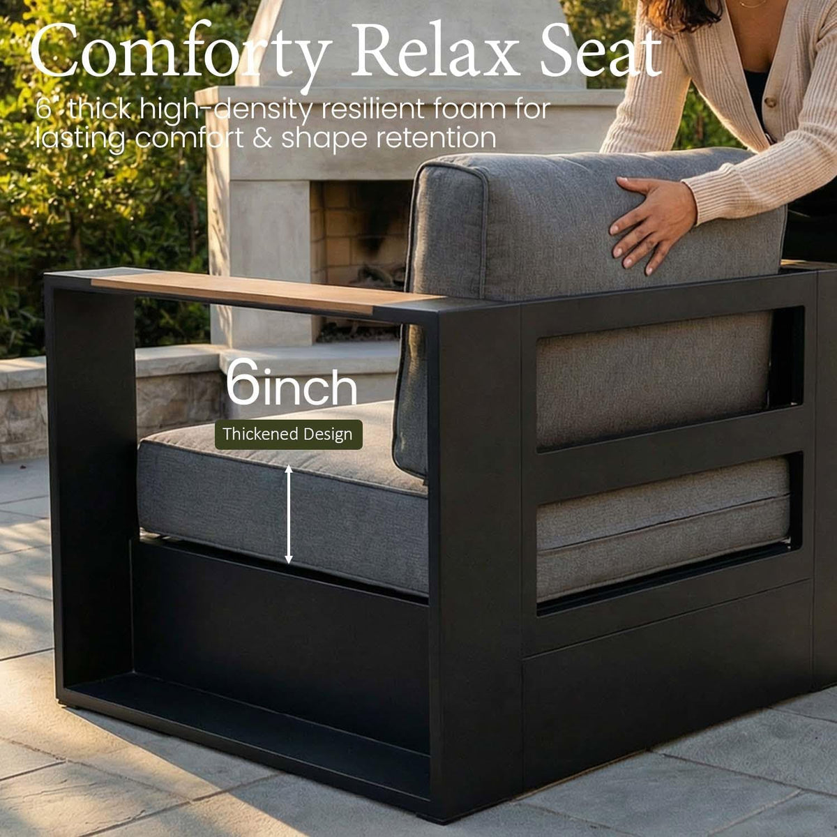 LayinSun 4 Pieces Aluminum Patio Furniture Set with Fire Pit Table