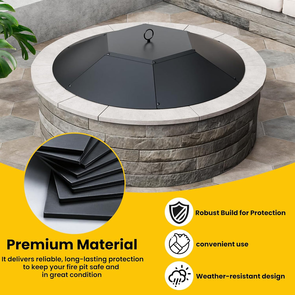 28 inch Metal Round Fire Pit Lid with Handle & Poker