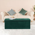 PINPLUS Folding Storage Ottoman Bench, Green Velvet