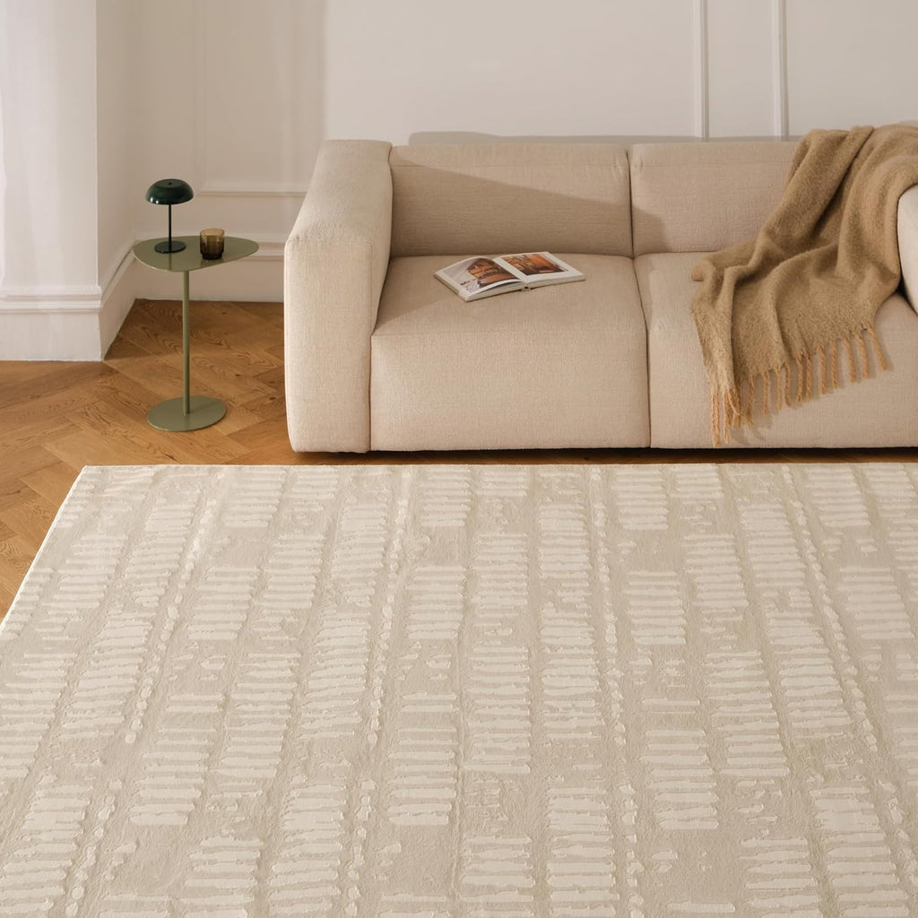 Revival Rugs Shell 8'x10' Area Rugs - Washable, Medium Pile, Beige, Cream