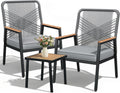LIFERUN 3-Piece Rattan Patio Set with 2 Chairs and Table, Gray