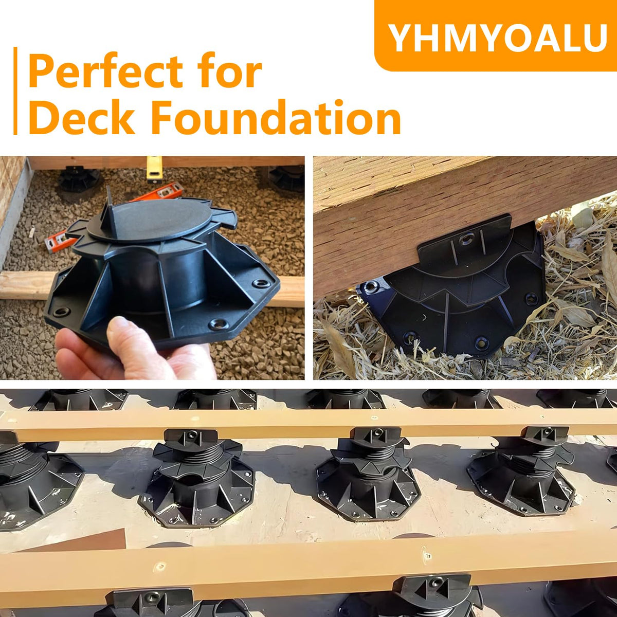 adjustable deck support pedestal deck foundation base support，used, front angle view