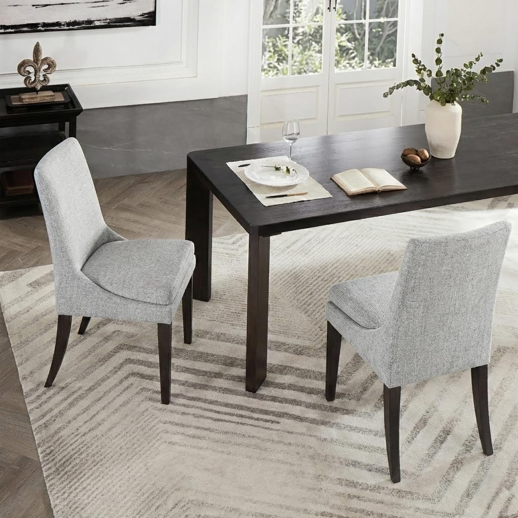 KISLOT Upholstered Dining Chairs Modern Sidechair Performance Fabric High Back Armlesschair for Diningroom Kitchen, Light Grey, Set of 4(2 Box)