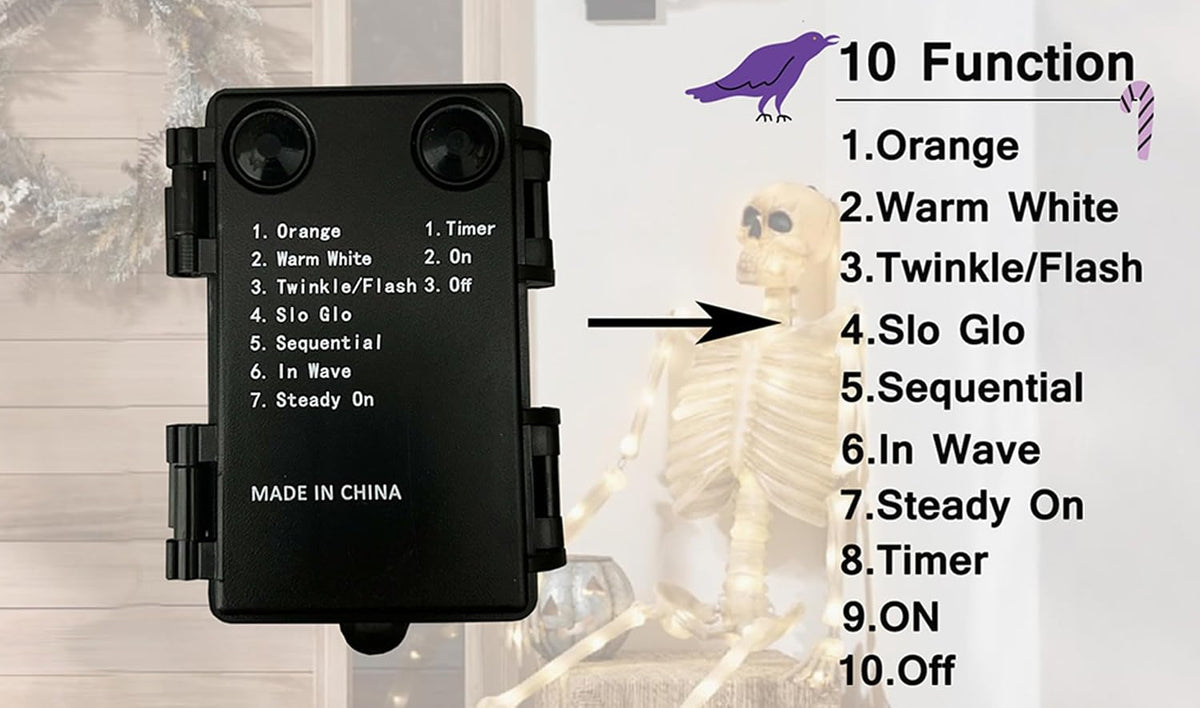 LITBLOOM Halloween Garland with Lights 6FT Battery Operated with Timer, Lighted Black Eucalyptus Garland with 96 Orange and Warm White Lights 10 Functions for Fireplace Table Fall Halloween Decoration
