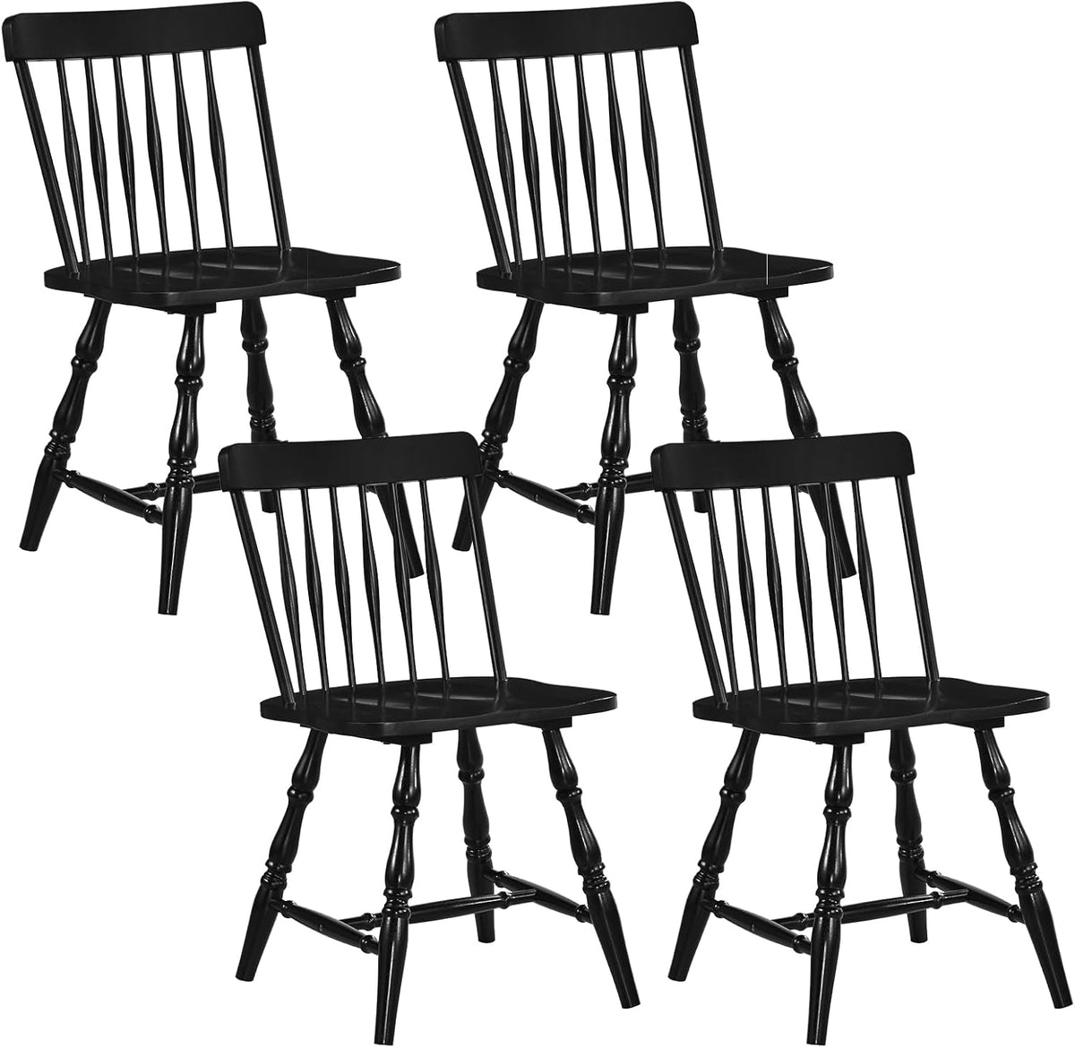 GIANTEX Windsor Dining Chairs Set of 4 w/Curved Spindle Back & Turned Legs