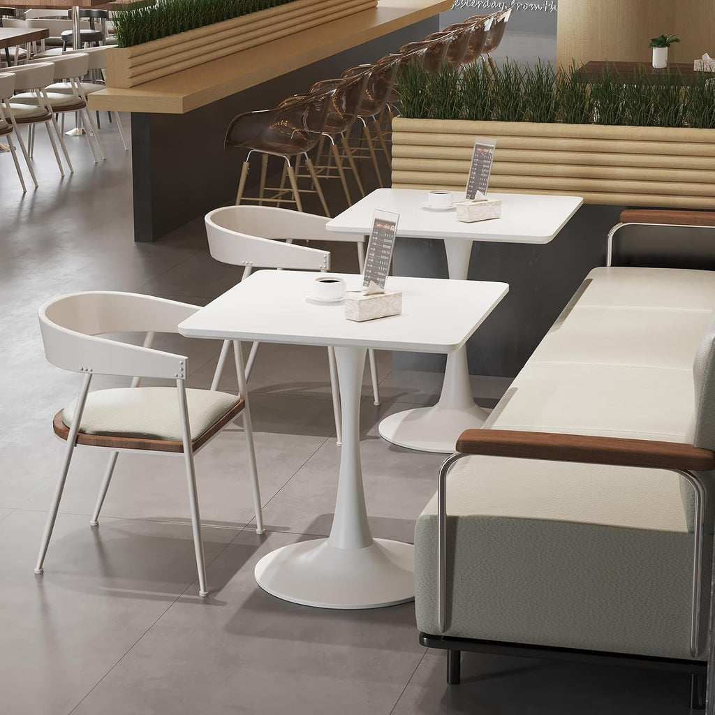 White Square Tulip Table for 2 Person, 24 Inch Small Kitchen Dining Table