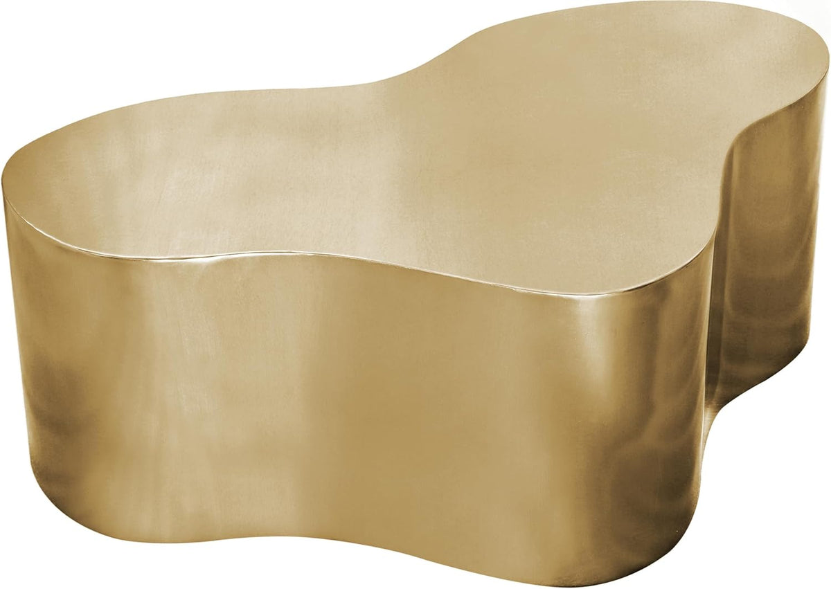 Meridian Furniture 238Gold-C Tevere Collection Modern | Contemporary Coffee Table with Brushed Metal, Unique Shape, 39" W x 24" D x 14.5" H, Gold