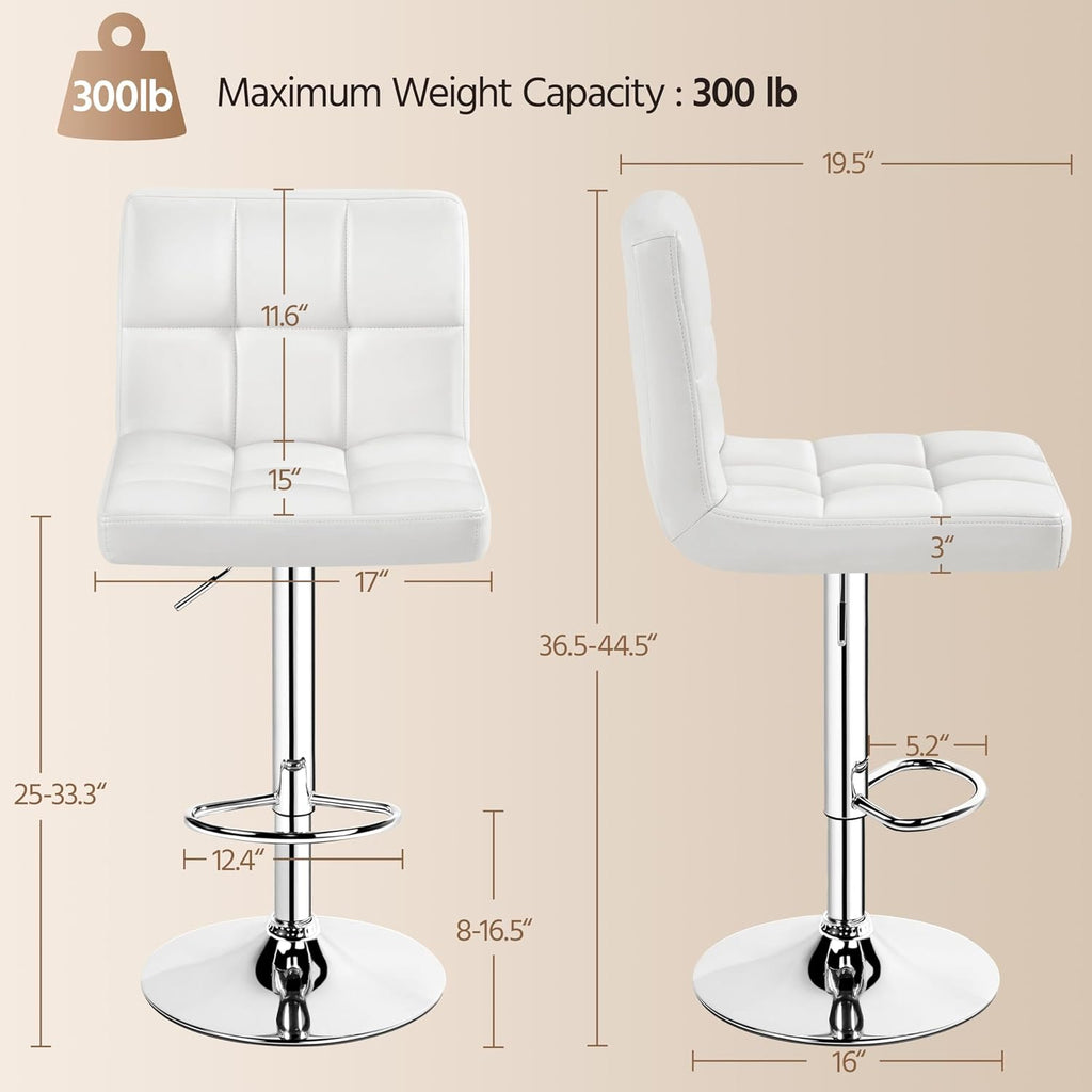 Yaheetech Single Bar Stool Adjustable Counter Height Barstool White