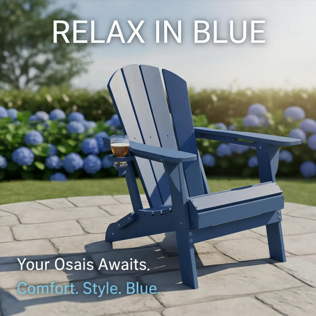 glanc folding adirondack chairs set of 2, hdpe, side view