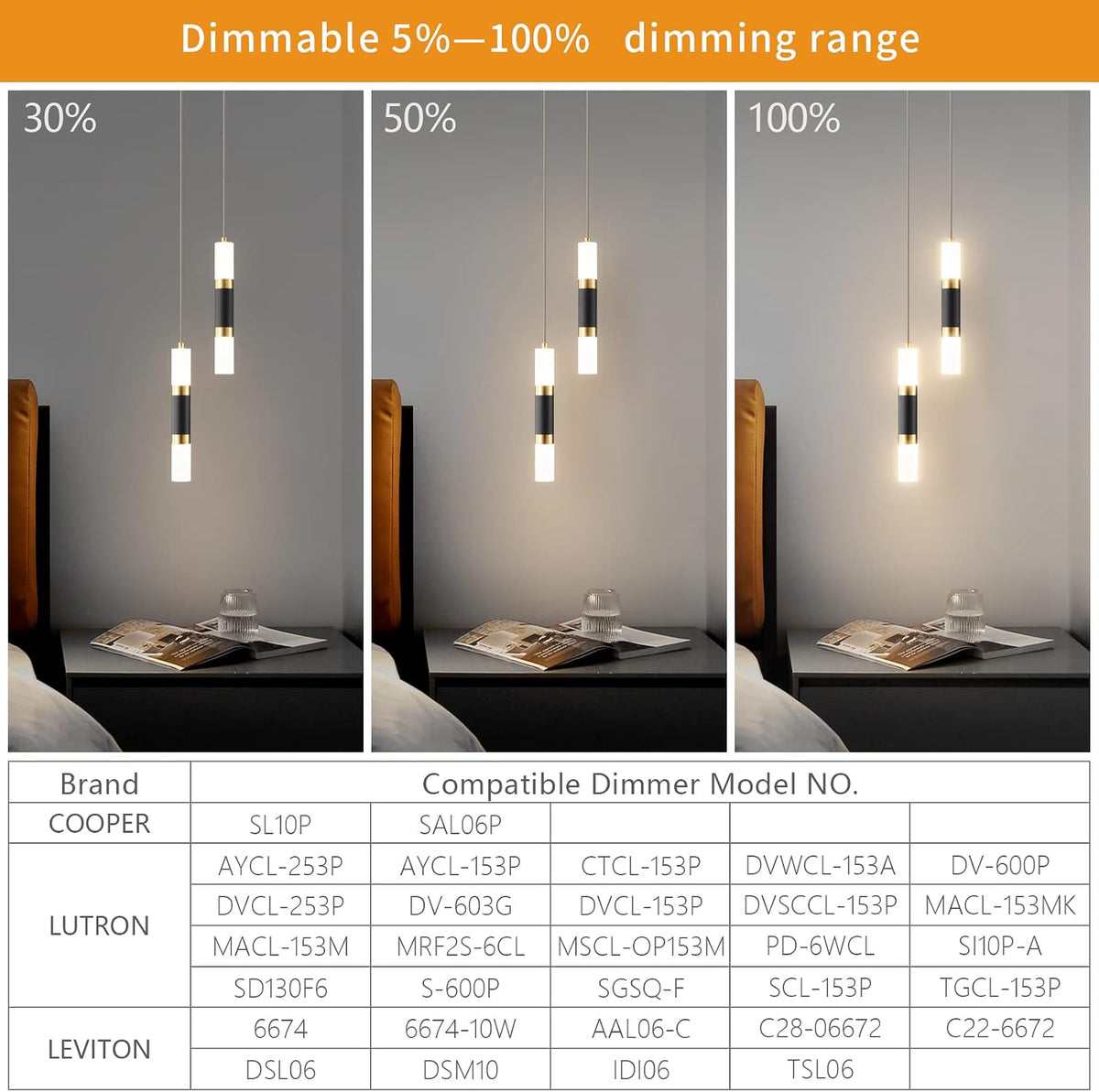 2-Light Pendant Lights Kitchen Island Dimmable LED Modern Mini Pendant Light, Bedroom Small Pendant Light Fixtures (Black Gold)