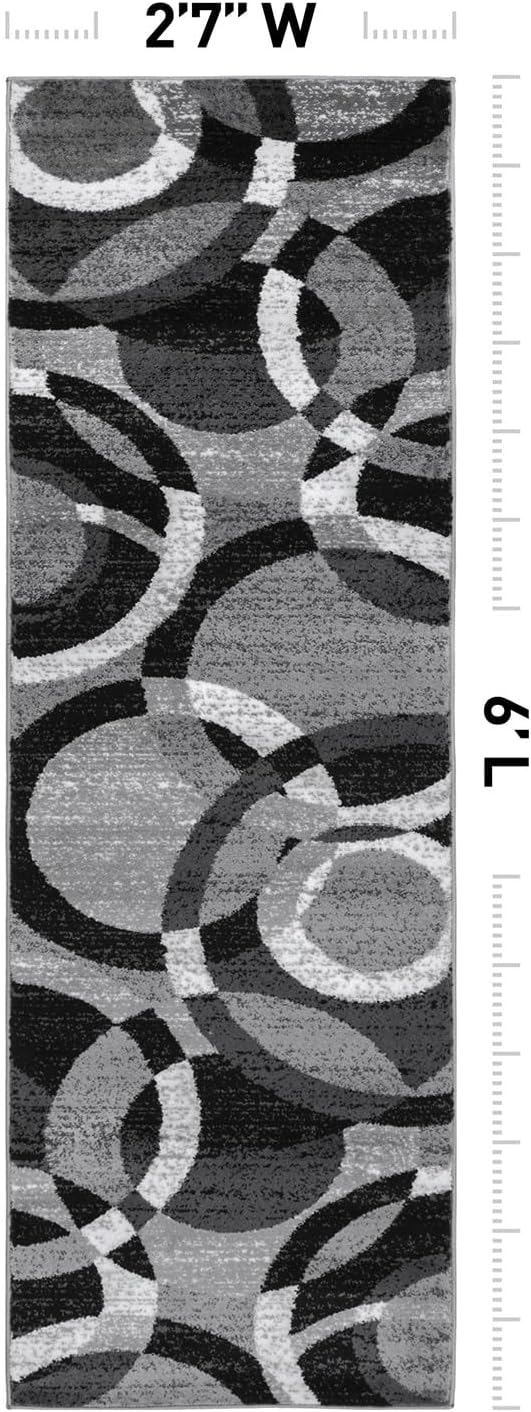 Rugshop Abstract Circles Contemporary Living Room Runner Rug Gray 2'7" x 6'