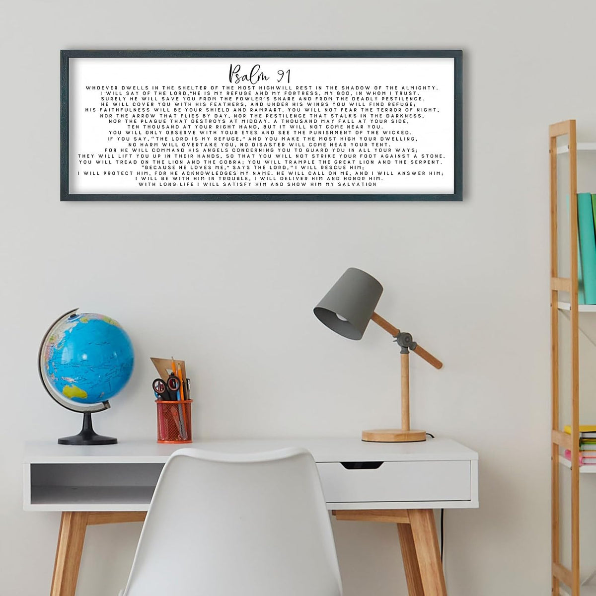 FZMHASLWW Psalm 91 Wall Art 32"×12" Black