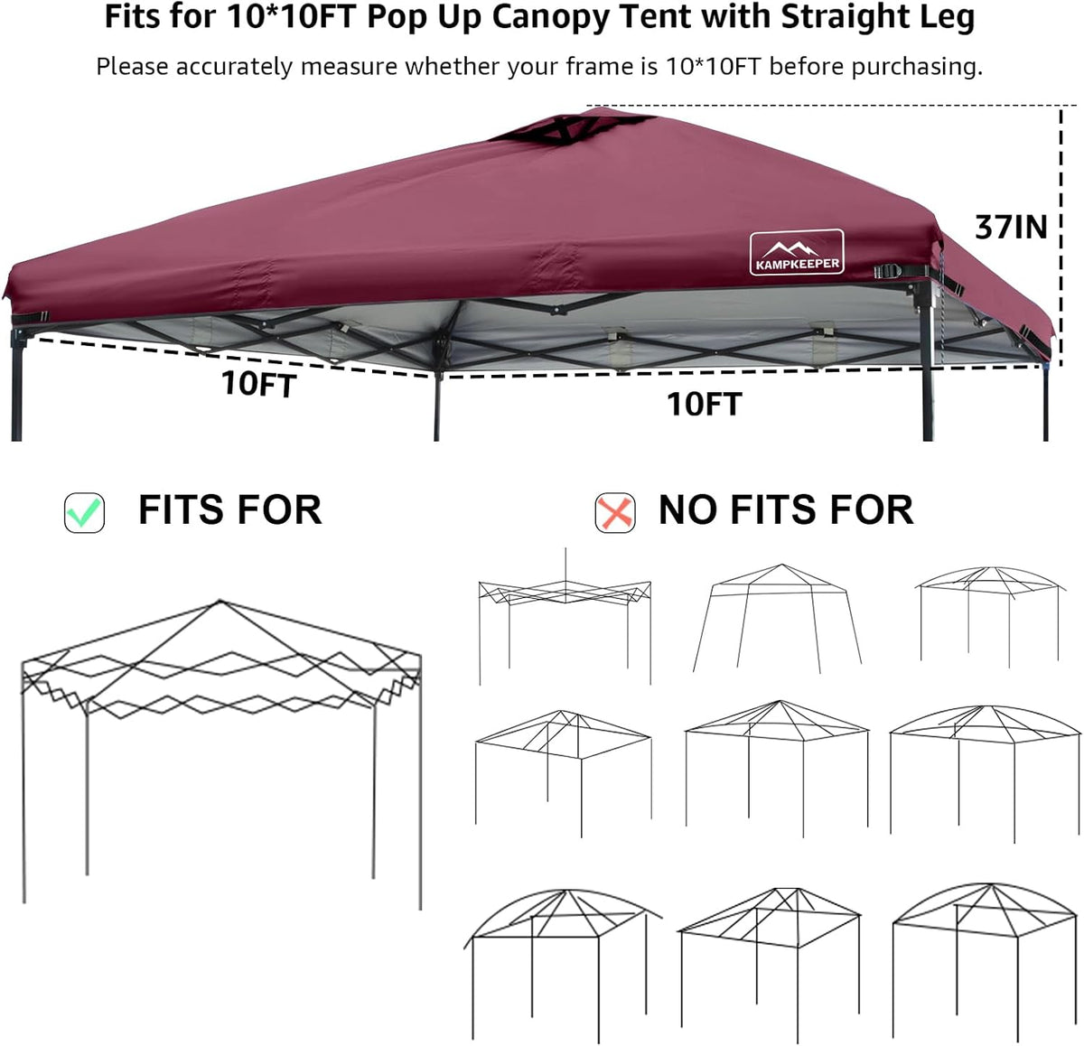 10x10 Replacement Top Pop Up Canopy Tent Cover Roof with Air Vent-Top Only