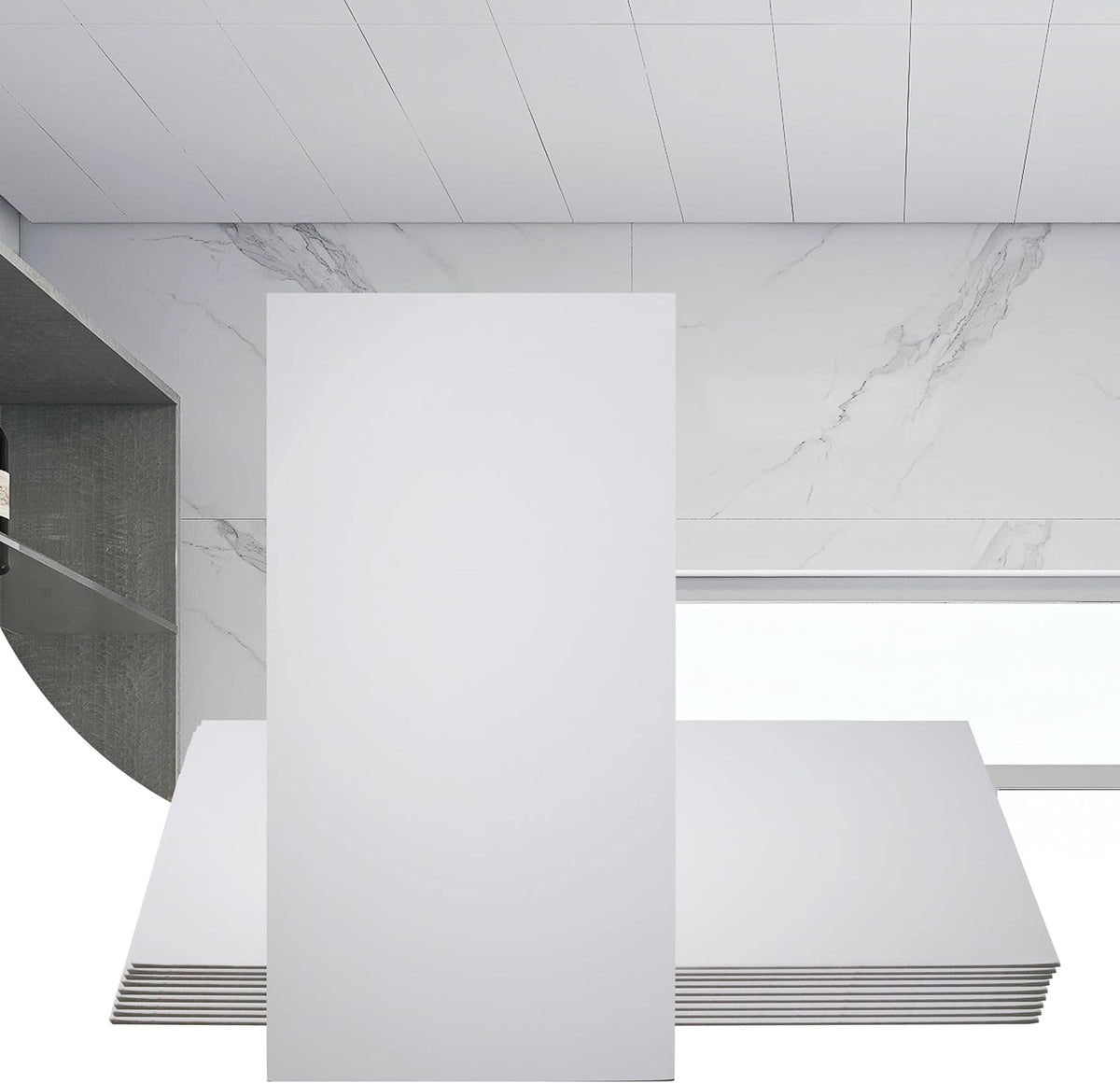 Sunnyglade 10 Pack Drop Ceiling Tile 2ft x 4ft White PVC Ceiling Panel