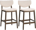 PrimeZone 26 Inch Kitchen Counter Height Barstools Set of 2, Walnut & Beige