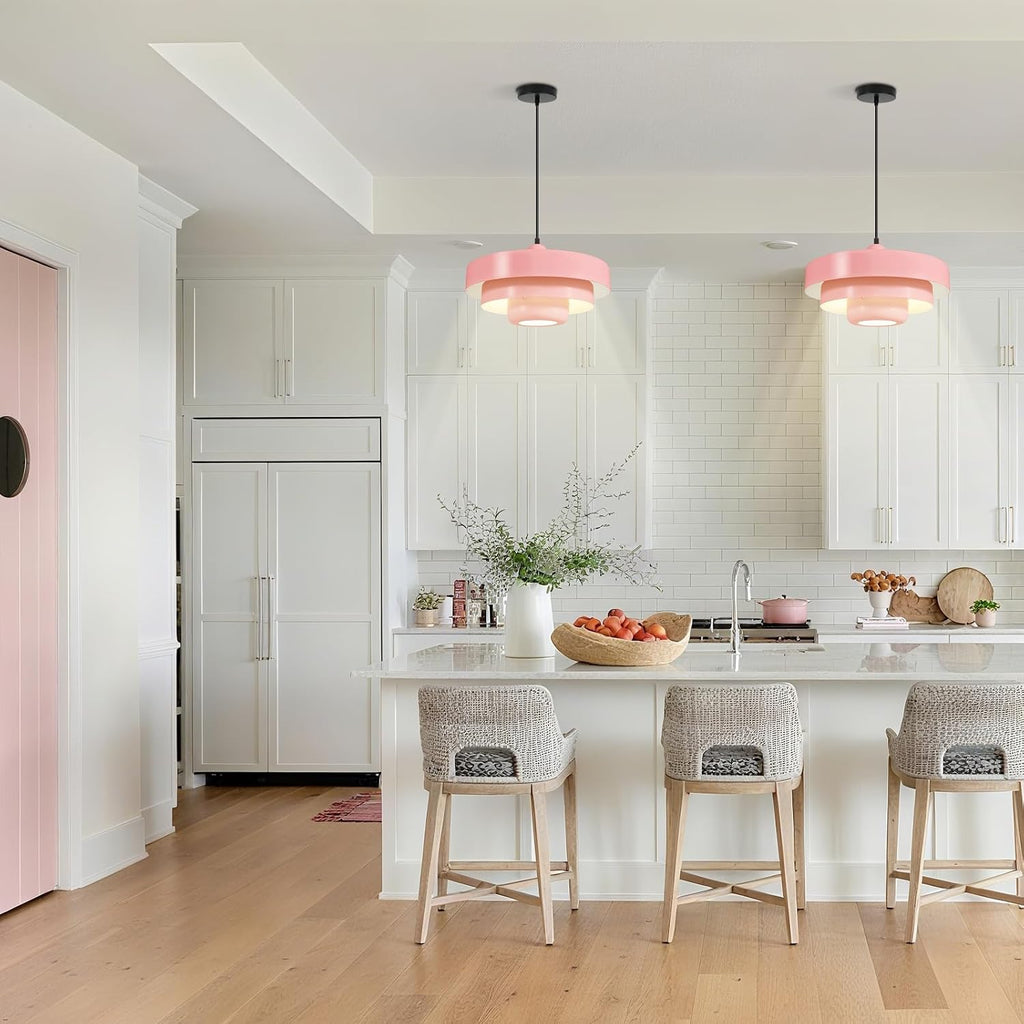 Mid Century Adjustable Pendant Light Pink Ceiling Light Fixture