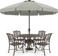 ABCCANOPY 9FT Scalloped Patio Umbrella Table Market Umbrella, Light Gray