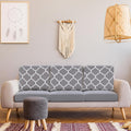 Newwiee 12 Pc Patio Stretch Cushion Covers,Light Gray,Moroccan and Solid