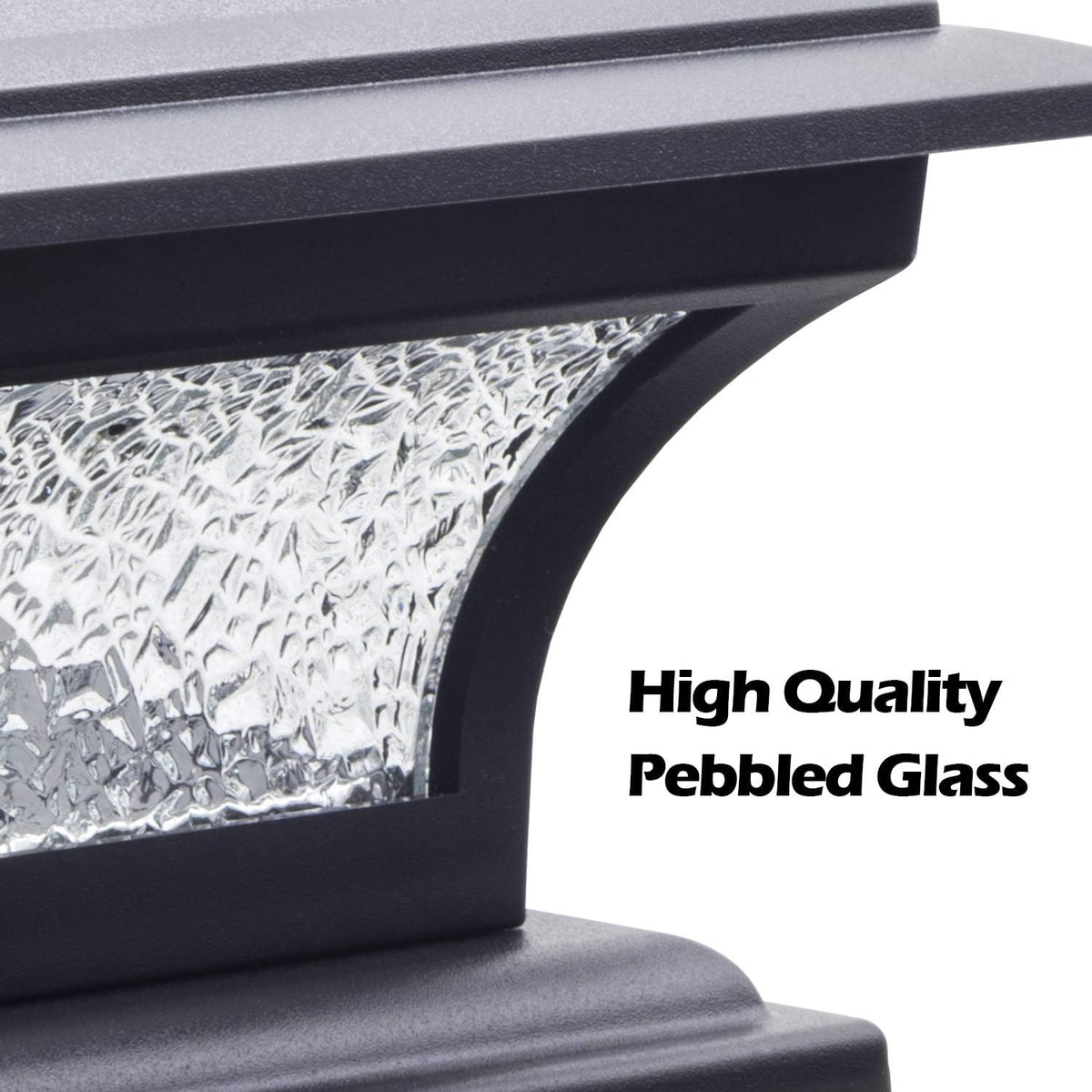 SIEDiNLAR Solar Post Lights Outdoor Glass, 2 Modes 4 Pack Black, Warm/White