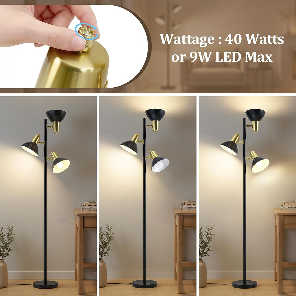 3 Light Floor Lamps for Living Room, 67" Tall Metal Modern Tree Floor Lamp