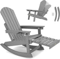 YEFU Adirondack Rocking Chairs, Adirondack Chair with Footrest, Grey