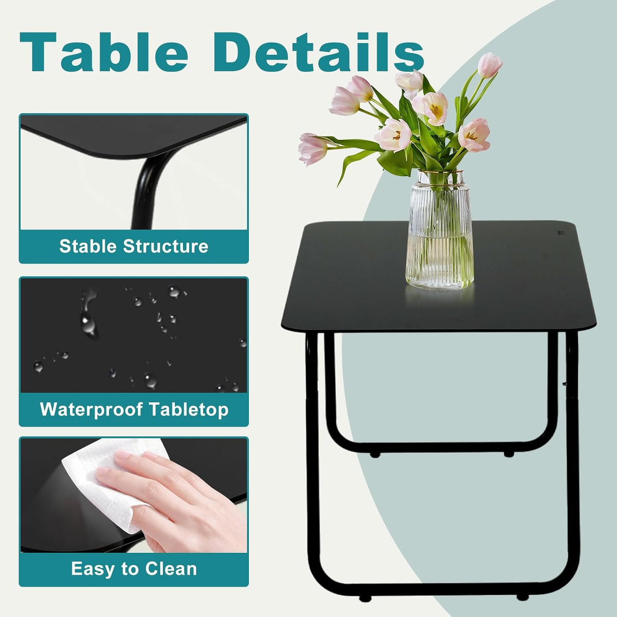 NEWBULIG 4 Piece Patio Furniture Set, Conversation Set Chairs and Table