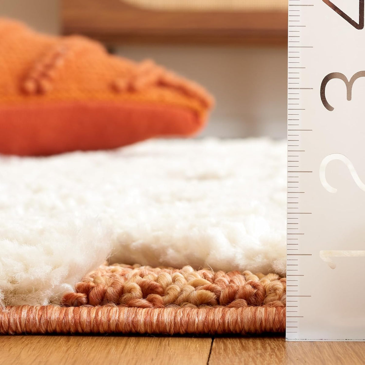 SAFAVIEH Area Rug 8x10 - Moroccan Tassel Shag Collection - Large - Ivory & Brick Rust, Non-Shedding & Easy to Clean, Plush High-Low Texture, Ideal for Living Room, Bedroom, Dining Space (MTS688P)