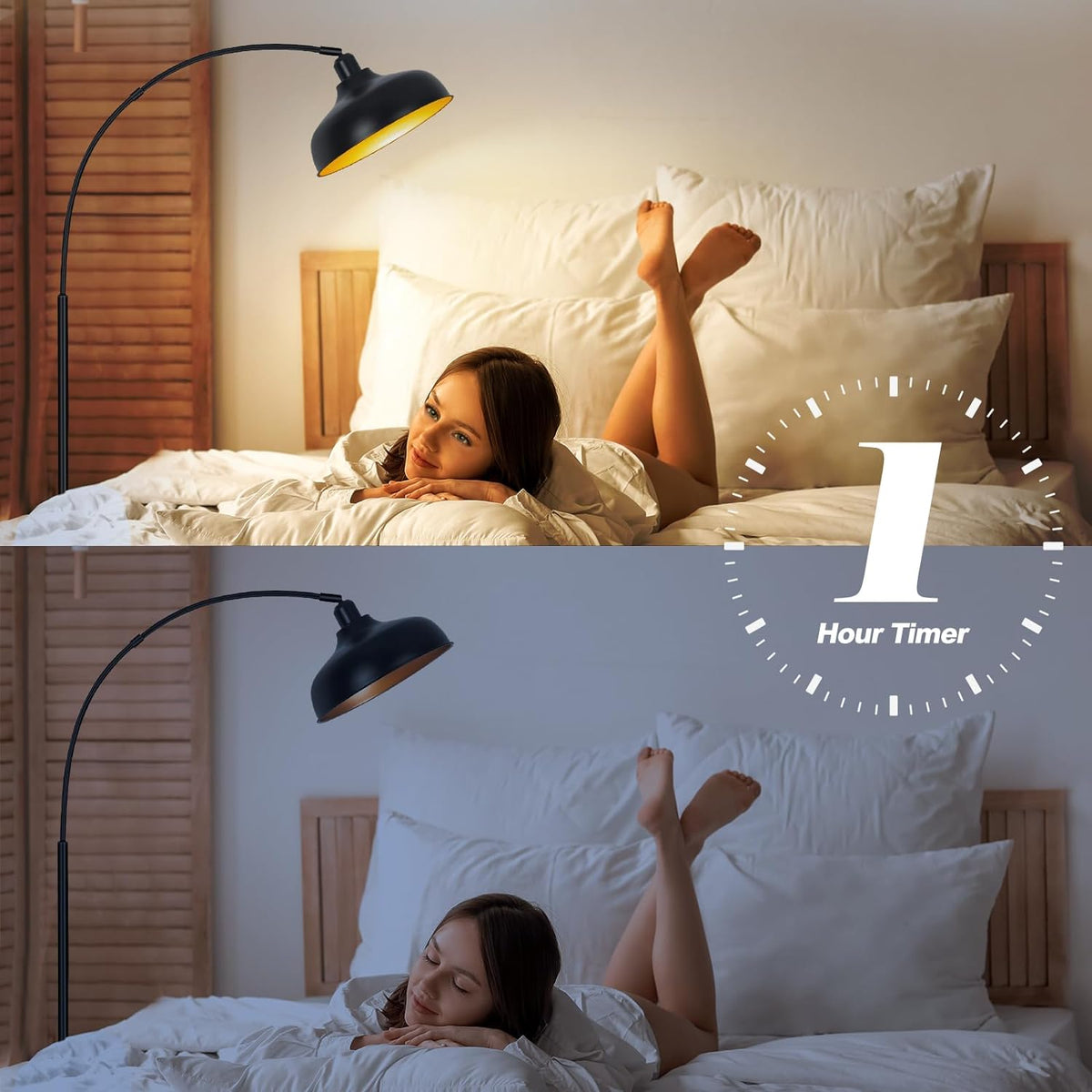 Arch Floor Lamps with Remote, Dimmable Floor Lamp 70” Black Tall Lamp