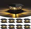 8 Pack Solar Post Cap Lights Outdoor Waterproof, Dual Light, Black