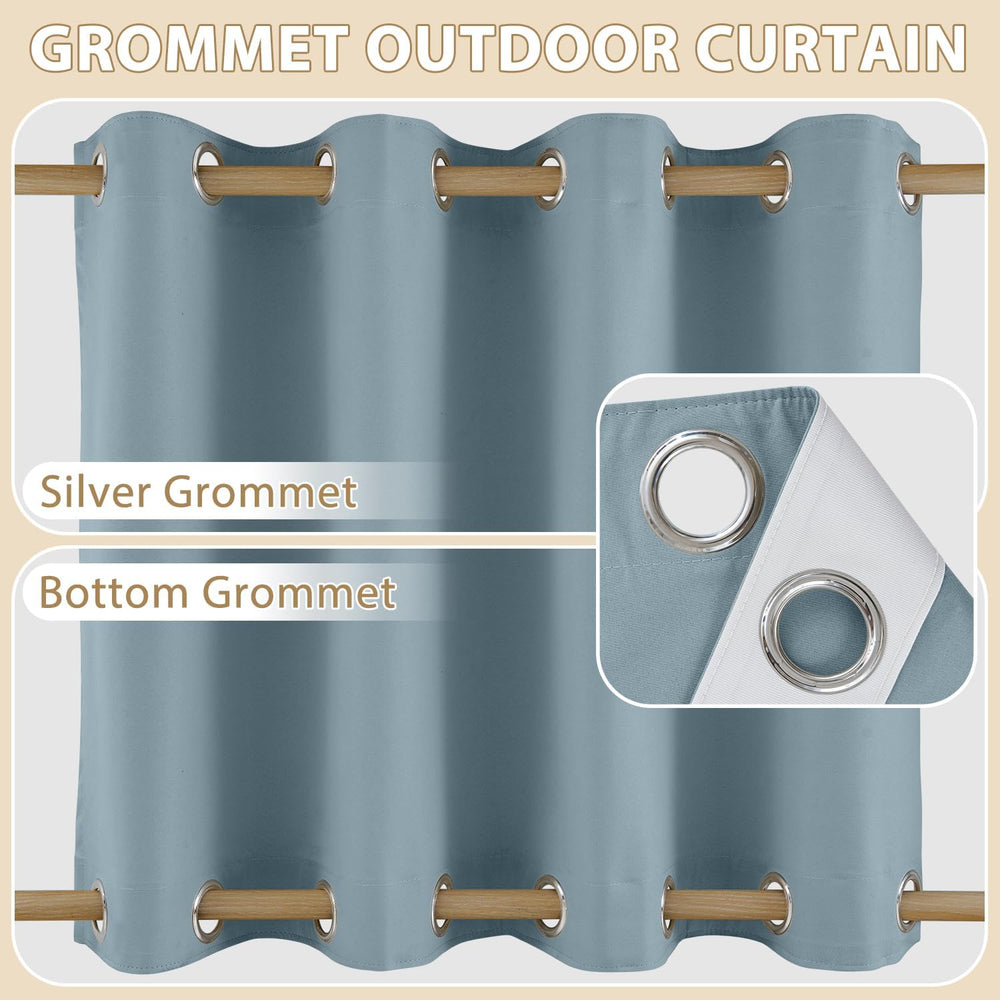 HDCAXKJ Waterproof Outdoor Curtains for Patio with Zipper Top & Bottom Gr...