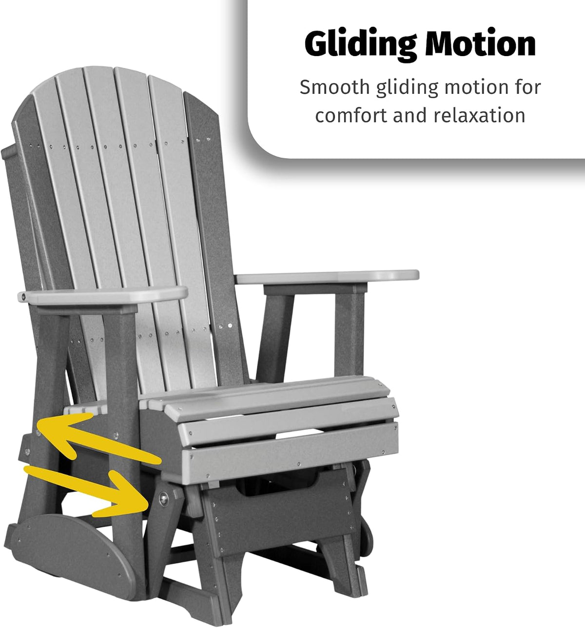 LuxCraft 2' Adirondack Glider Chair, Outdoor Patio Rocking Glider, Gliding Rocker for Outside (Cedar & Black)