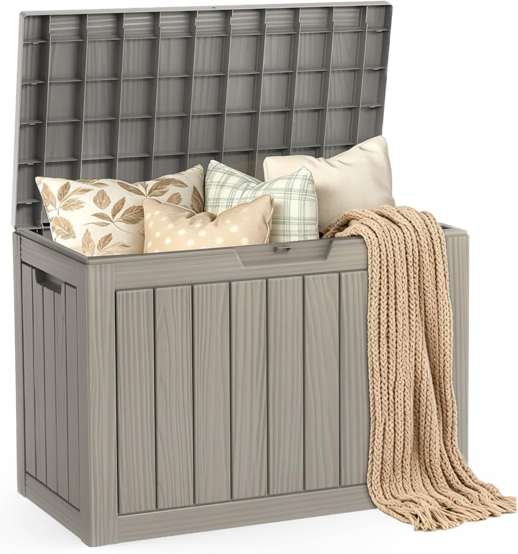 Mars Villa Deck Box, Outdoor Storage Box Waterproof, 45 Gallon, Grey