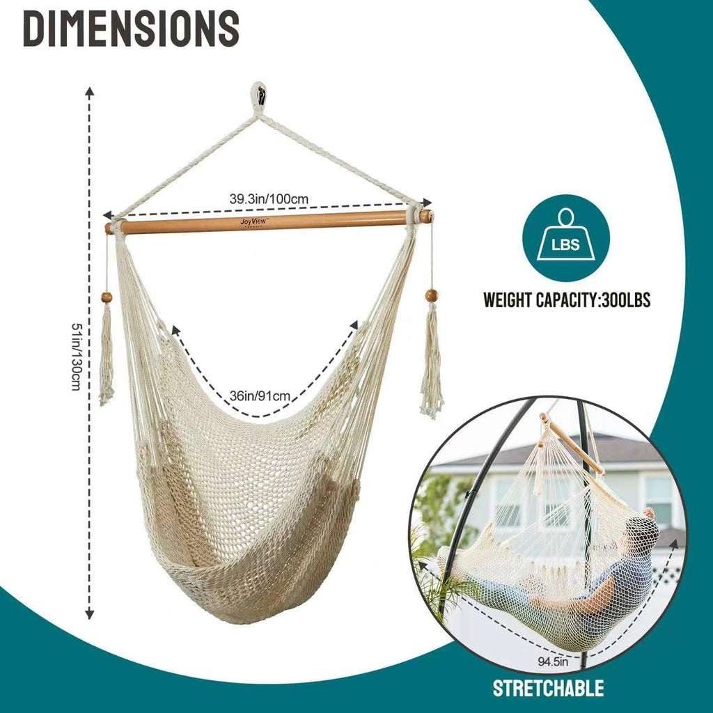 joyview hanging hammock chair, caribbean rope swing chair shown in use