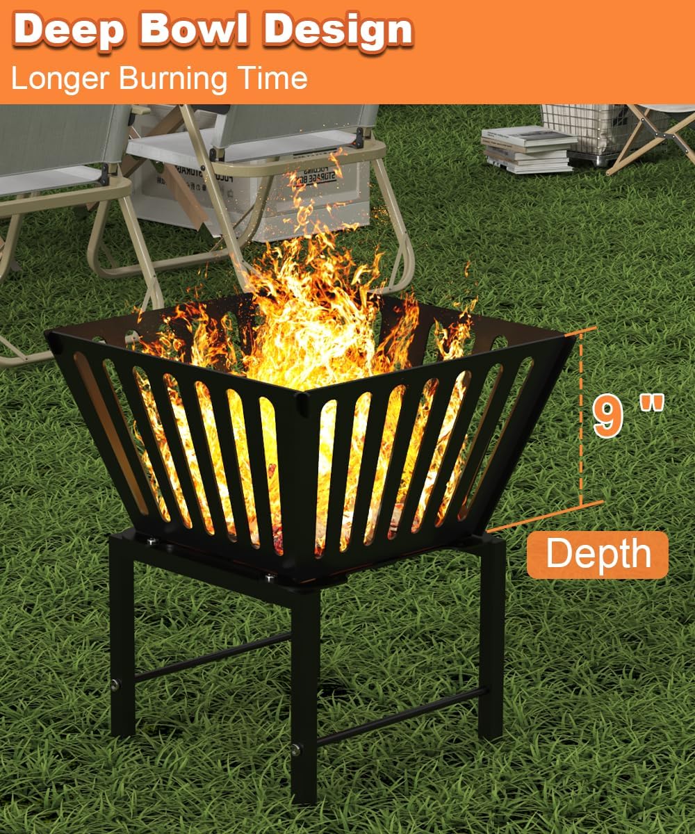 Mondazie 17’’ Portable Fire Pit with Storage Bag, Trapezoid Vertical Hollow