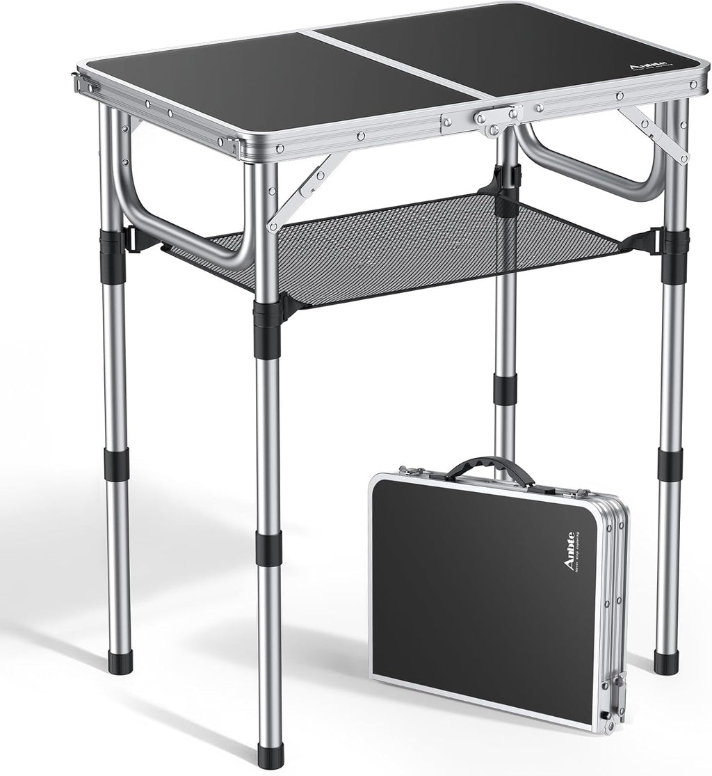 Anbte Folding Camping Table, 24"X 16" Adjustable Height Small Folding Table