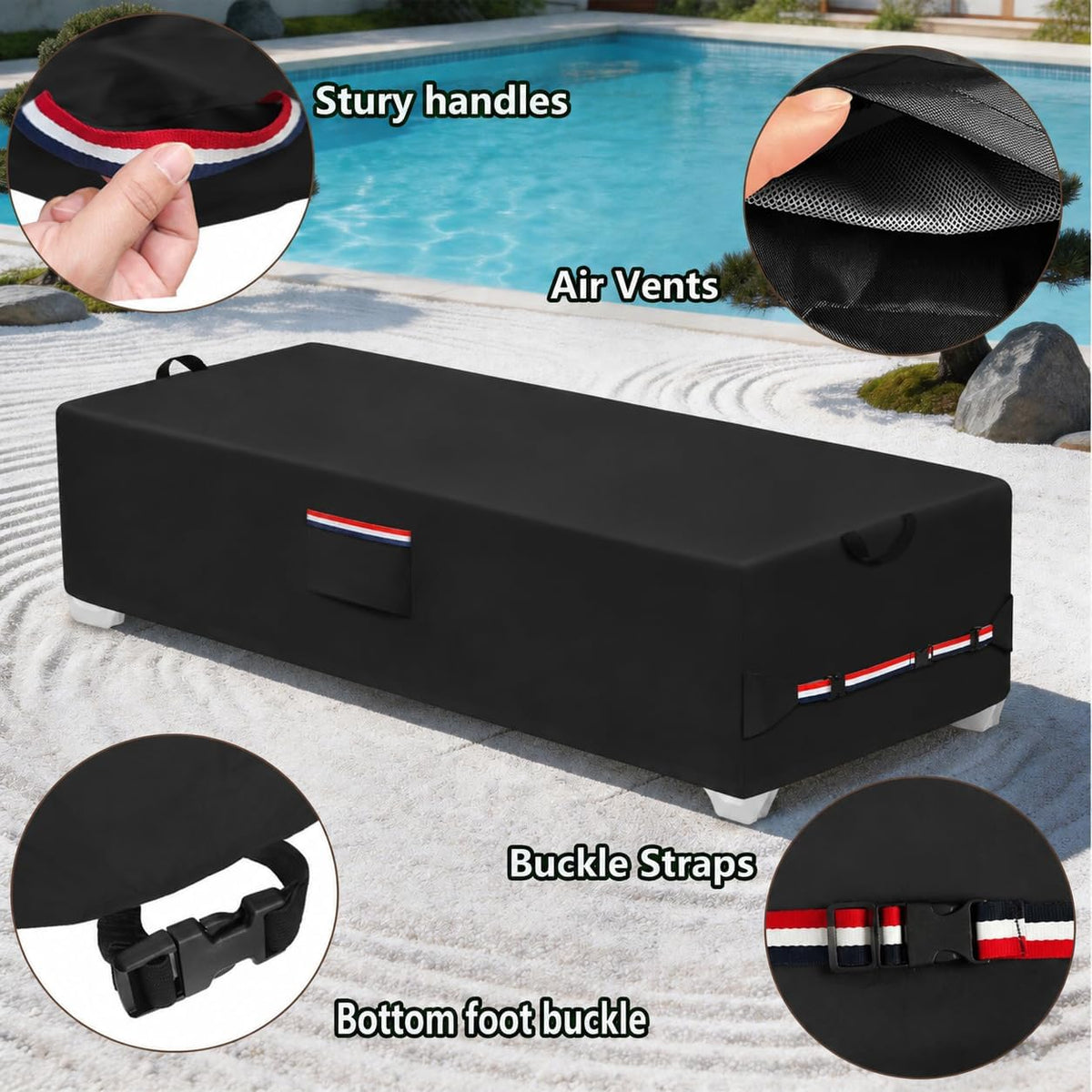 Outdoor Chaise Lounge Cover for 4-6 Stackable Patio Chaise Lounge Chairs