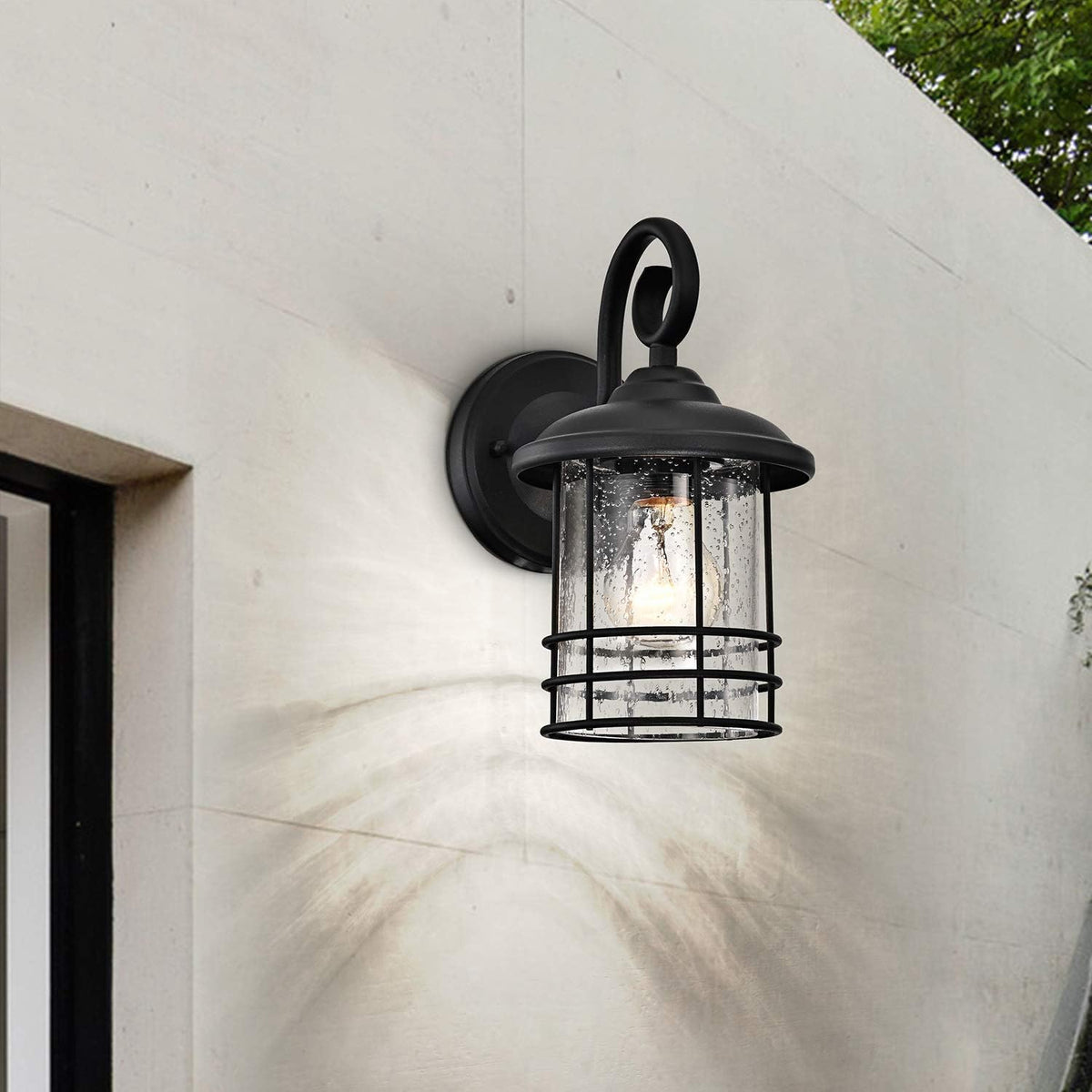 MICSIU 5.5" Wide Compact Narrow Farmhouse Matte Black Porch Light 2 Pack
