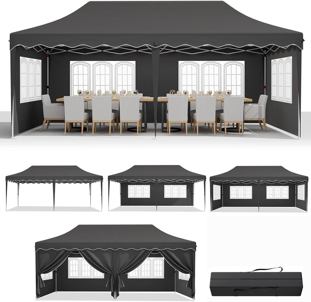 MAMIZO 10x20ft Pop up Canopy Tent w/6 Sidewalls, Canopy Tents for Parties