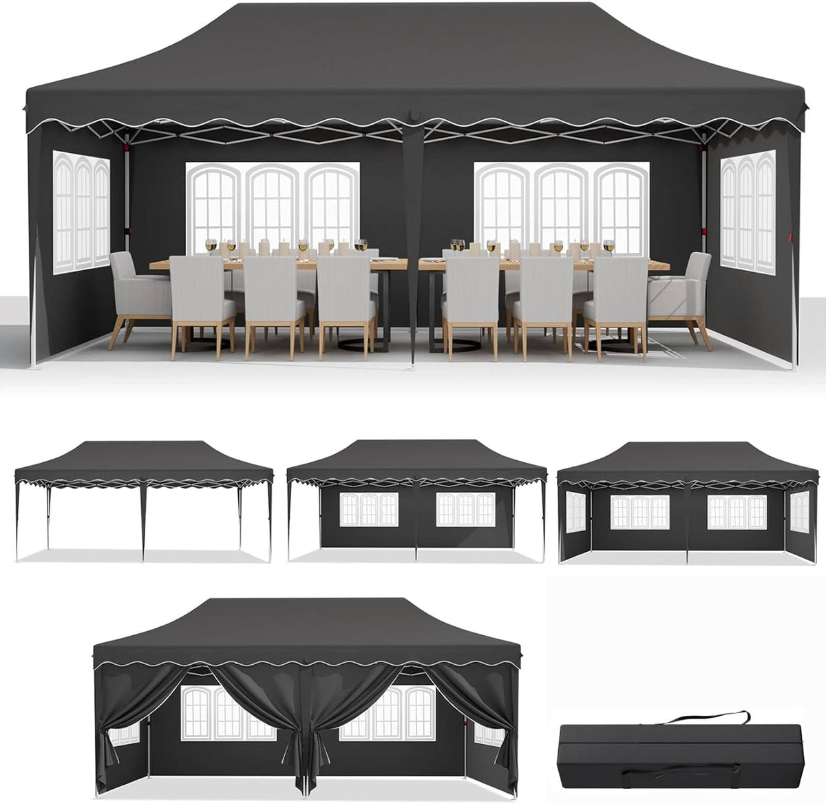 MAMIZO 10x20ft Pop up Canopy Tent w/6 Sidewalls, Canopy Tents for Parties
