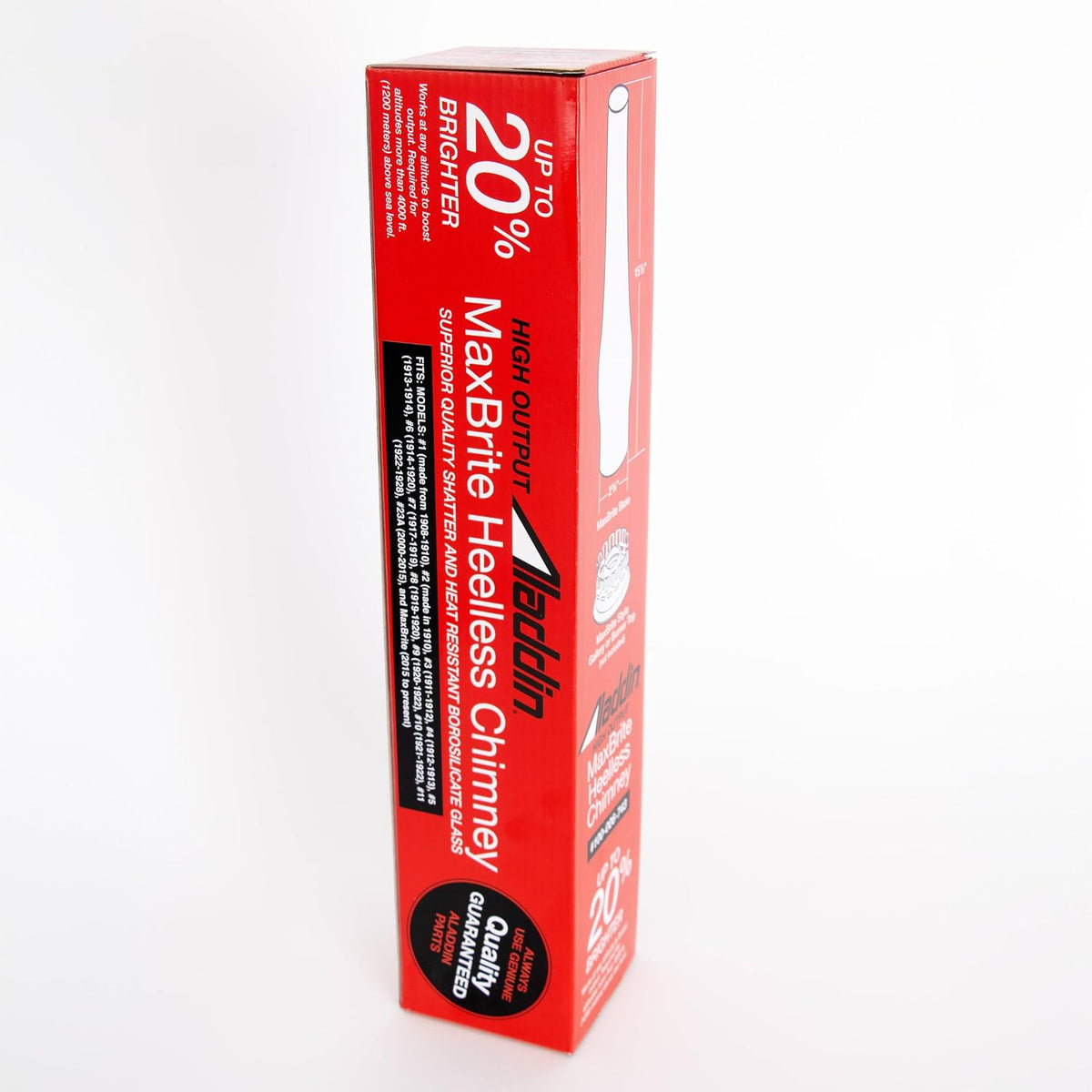 aladdin maxbrite heelless chimney high output/high altitude, package contents